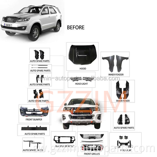 high quality front facelift upgrade kit used for REVO hilux 2016 to rocco hilux 2018